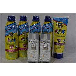 BAG OF 7 ASSORTED SUNSCREEN PRODUCTS