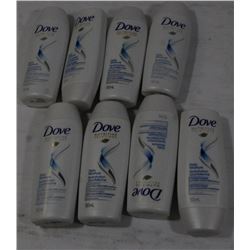 BAG OF 8 MINI DOVE SHAMPOO & CONDITIONER, 50 ML