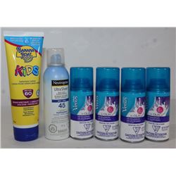 BAG OF 4 SHAVE GEL, 1 KIDS BANANA BOAT SUNSCREEN,