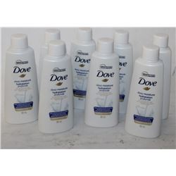 BAG OF 7 BOTTLES OF MINI DOVE BODY WASH