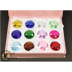 DISPLAY BOX WITH 12 ASSORTED COLORED CRYSTAL