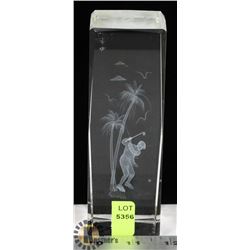 CRYSTAL HOLOGRAM OF MAN GOLFING