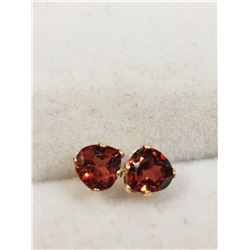 14K YELLOW GOLD GENUINE GARNET(0.7CT)  EARRINGS