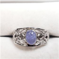 SILVER TANZANITE  RING (~SIZE 7) (~WEIGHT 2.8G)
