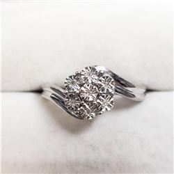 SILVER 9 DIAMOND  RING (~SIZE 6.75)