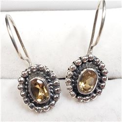 SILVER CITRINE EARRINGS (~WEIGHT 3.4G)