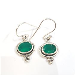 SILVER GREEN AGATE  EARRINGS (~WEIGHT 3.9G)