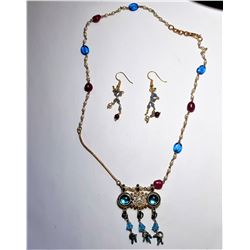 24)  GOLD TONE WITH PEARLS, RED &