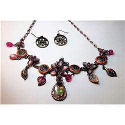 18)  BRONZE TONE WITH PINK CRYSTALS