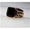Image 1 : 18)  GOLD TONE WITH SQUARE CUT BLACK