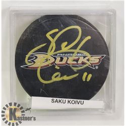 SAKU KOIVU AUTOGRAPHED PUCK AUTHENTICATED