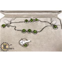 5 PC STERLING SILVER PERIDOT JEWELRY SET