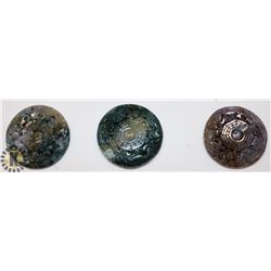 GROUP OF 3 JADE STYLE STONE MEDALLIONS