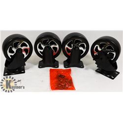 SET OF 4 NEW 5 INCH CASTOR WHEELS.