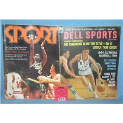 Pair of vintage basketball themed sports magazines