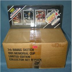 Box full of vintage unopened hockey card sets