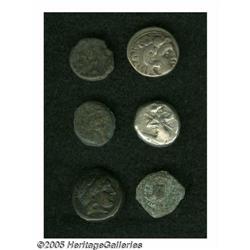 Lot of six miscellaneous Greek coins. Includes: Mac Lot of six miscellaneous Greek coins.