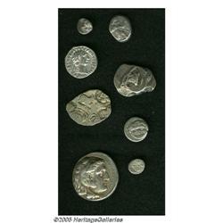 Lot of eight mostly Greek silver coins. Includes: M Lot of eight mostly Greek silver coins.