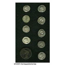 Lot of ten mostly Roman Imperial denarii. Includes Lot of ten mostly Roman Imperial denarii.