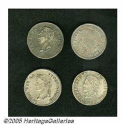 Bolivia. Republic Silver Crown Quartet, KM109 8 Soles 1850-F Republic Silver Crown Quartet, 