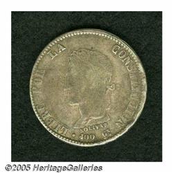 Bolivia. Republic 8 Soles 1859-FJ, KM138.4, rare type with 4 Republic 8 Soles 1859-FJ, 