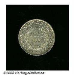 Brazil. Republic 2000 Reis 1900, KM501, XF-AU, cleaned long Republic 2000 Reis 1900, 
