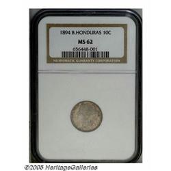 British Honduras. Victoria 10 Cents 1894, KM8, MS62 NGC, deeply toned Victoria 10 Cents 1894, 