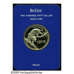 British Honduras. Belize. Gold 250 Dollars 1978, KM56, Gem Cameo Proo Belize. Gold 250 Dollars 1978,