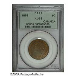 Canada. Victoria Cent 1858, KM1, AU58 PCGS, an attractive, Victoria Cent 1858, 