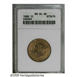 Canada. Victoria Cent 1888, KM1, MS64 Red and Brown ANACS. Victoria Cent 1888, 