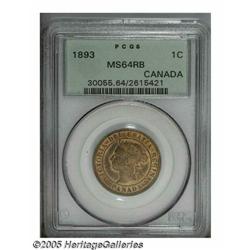 Canada. Victoria Cent 1893, KM1, MS64 Red and Brown PCGS, h Victoria Cent 1893, 