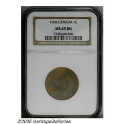 Canada. Edward VII Cent 1908, KM8, MS65 Brown NGC, consider Edward VII Cent 1908, 