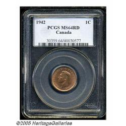 Canada. George VI Cent 1942, KM32, MS64 RD PCGS. George VI Cent 1942, 