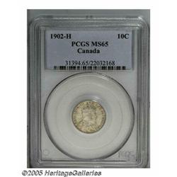 Canada. Edward VII 10 Cents 1902H, KM10, MS65 PCGS, a choic Edward VII 10 Cents 1902H, 