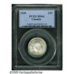 Canada. George VI 25 Cents 1939, KM35, MS64 PCGS. George VI 25 Cents 1939, 