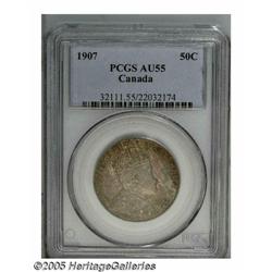 Canada. Edward VII 50 Cents 1907, KM12, AU55 PCGS, a most a Edward VII 50 Cents 1907, 