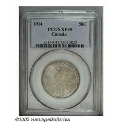 Canada. George V 50 Cents 1914, KM25, XF45 PCGS, lightly to George V 50 Cents 1914, 