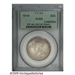 Canada. George V 50 Cents 1919, KM25, AU58 PCGS, attractive George V 50 Cents 1919, 