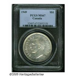 Canada. George VI Dollar 1949, KM47, MS67 PCGS. Very scarce George VI Dollar 1949, 