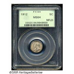 Canada. Newfoundland. George V 5 Cents 1912, KM13, MS64 PCG Newfoundland. George V 5 Cents 1912, 