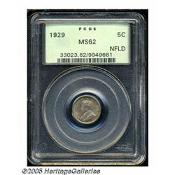 Canada. Newfoundland. George V 5 Cents 1929, KM13, MS62 PCG Newfoundland. George V 5 Cents 1929, 