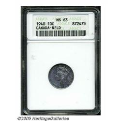 Canada. Newfoundland. George VI 10 Cents 1940, KM20, MS63 A Newfoundland. George VI 10 Cents 1940, 