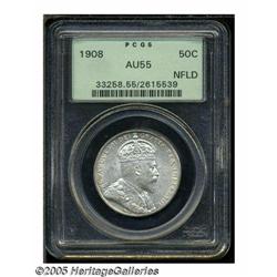 Canada. Newfoundland. Edward VII 50 Cents 1908, KM11, AU55 Newfoundland. Edward VII 50 Cents 1908, 