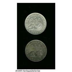 Chile. Republic Pair of Silver Pesos, KM129, 1853, lustrou Republic Pair of Silver Pesos, 