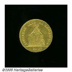 Chile. Republic gold 2 Escudos 1851-LA, KM102.2, VF+, ligh Republic gold 2 Escudos 1851-LA, 