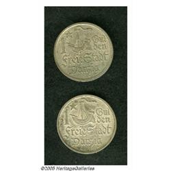 Danzig. Free City Gulden 1923 - Pair, KM145, toned AXF and Free City Gulden 1923 - Pair, 