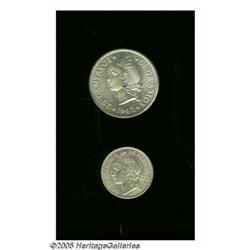 Dominican Rep.. Republic High Grade Silver Pair, KM10 50 Centesimos Republic High Grade Silver Pair,