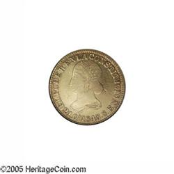 Ecuador. Republic gold 8 Escudos 1843-MV-S, KM23.2, lightly Republic gold 8 Escudos 1843-MV-S, 