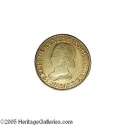 Ecuador. Republic gold 8 Escudos 1843-MV-S, KM23.2, choice V Republic gold 8 Escudos 1843-MV-S, 