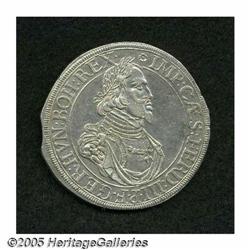 German States. Augsburg. Ferd. III Taler 1645, Bust right/City vie Augsburg. Ferd. III Taler 1645,